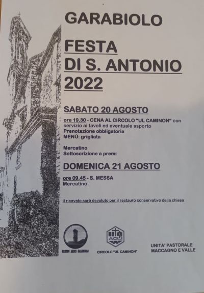 Festa di S. Antonio 2022 - Circolo ACLI Garabiolo (VA)