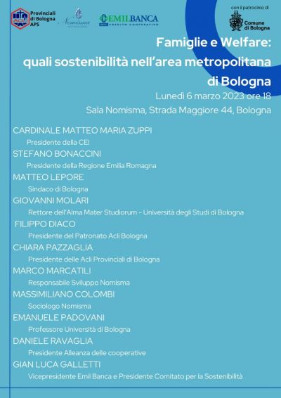 Famiglie e Welfare: quali sostenibilità nell&#039;area metropolitana di Bologna - Acli Bologna (BO)