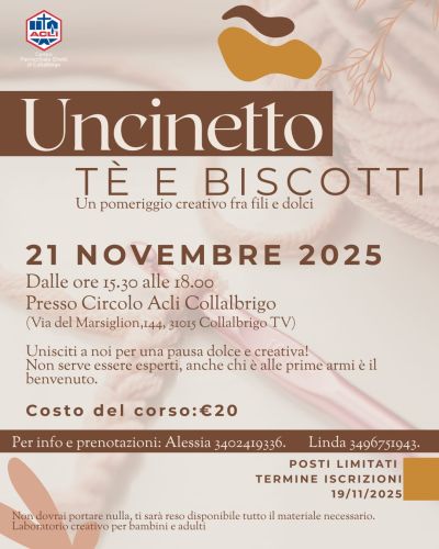 Uncinetto, tè e biscotti - Collalbrigo (TV) - Circolo Acli Collalbrigo (TV)