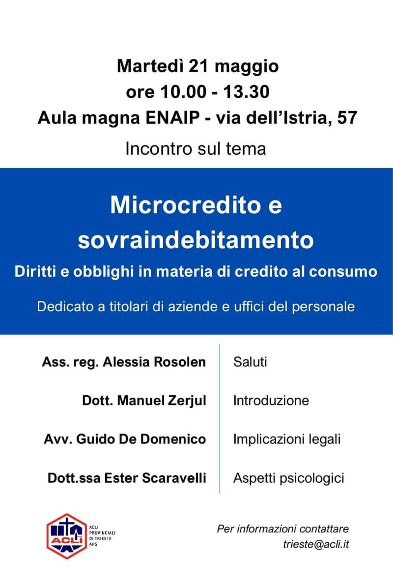 Microcredito e sovraindebitamento - Acli Trieste (TS)