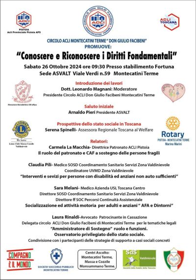 Conoscere e riconosce i diritti fondamentali - Acli Pistoia, Acli Toscana e Circolo Acli Montecatini Terme (PT)