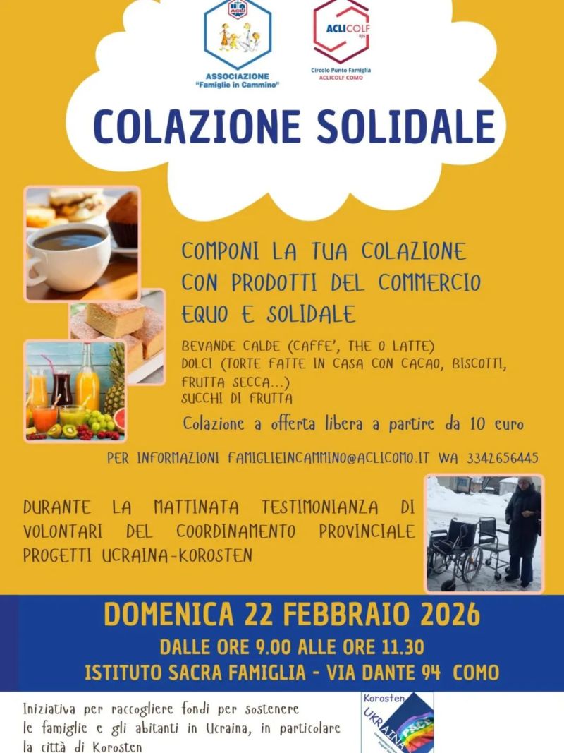 COLAZIONE SOLIDALE - CIRCOLO ACLI FAMIGLIE IN CAMMINO (CO) - PUNTO FAMIGLIA ACLI COLF COMO (CO) - COMO (CO)