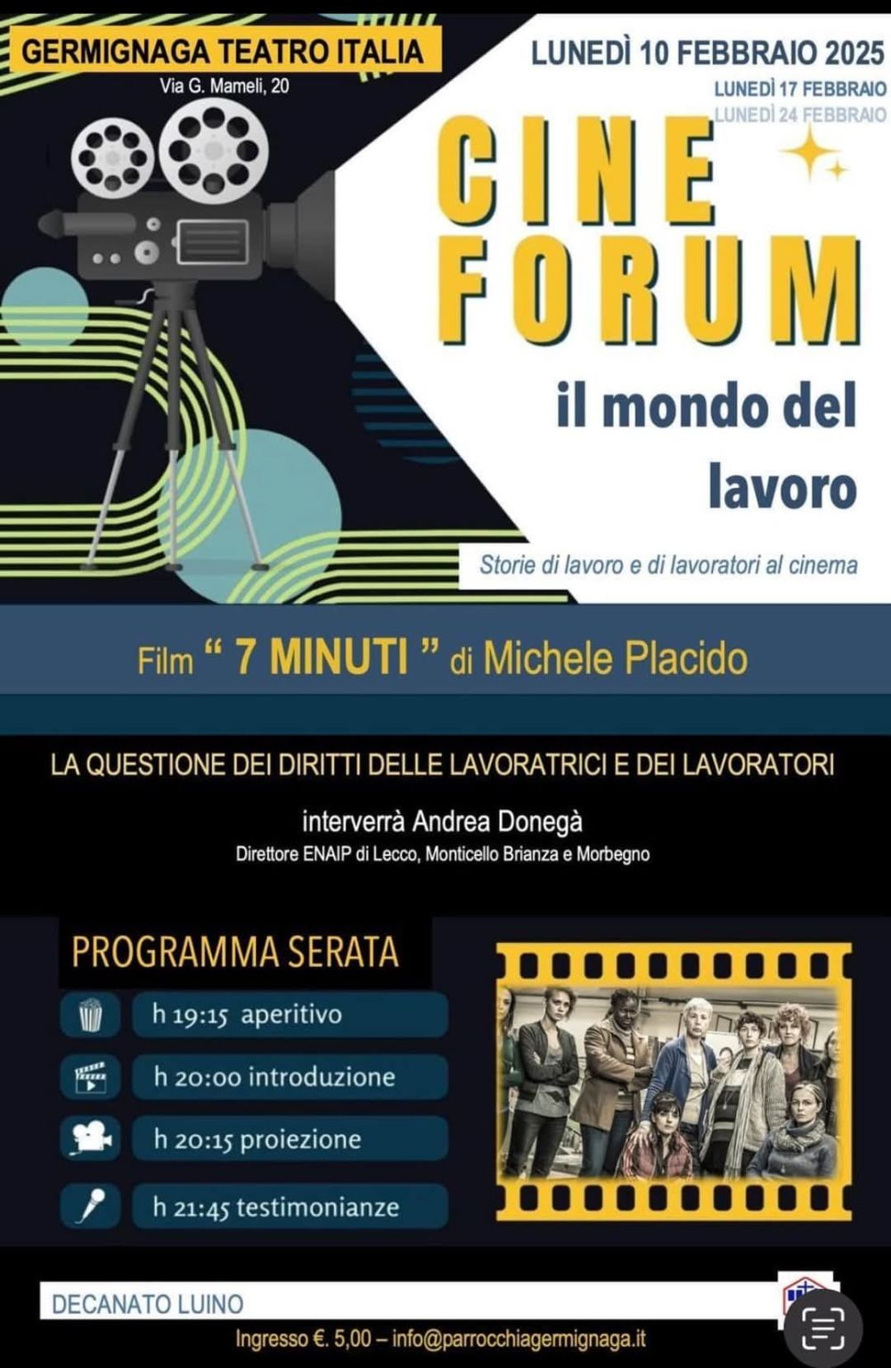 Proiezione film "7 minuti" di Michele Placido - Acli Varese (VA)