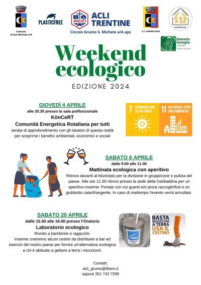 Weekend ecologico - Acli Trentine e Circolo Acli Grumo San Michele (TN)