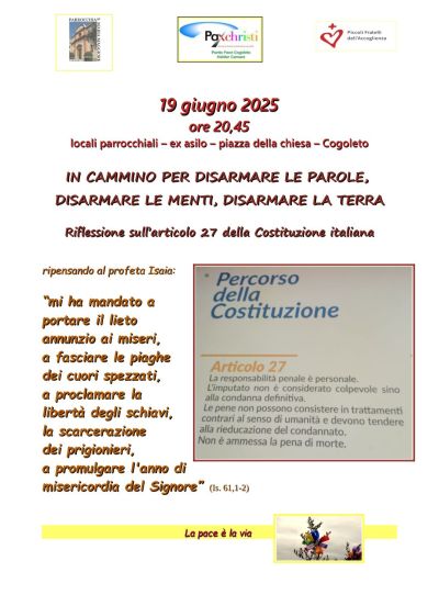 In cammino per disarmare le parole, disarmare le menti, disarmare la terra - Cogoleto (SV) - Circolo Acli Cogoleto (SV)