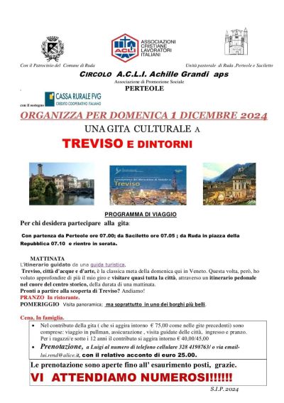Gita culturale a Treviso e dintorni - Circolo Acli Perteole (UD)
