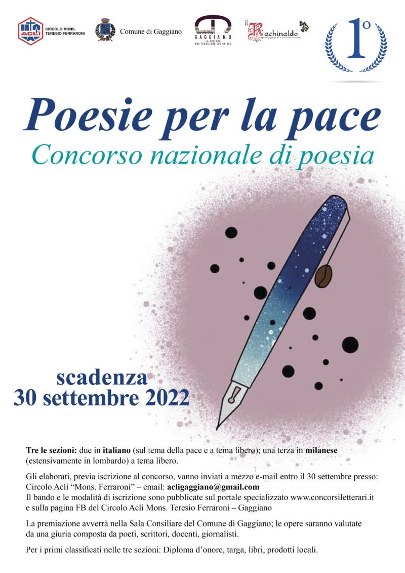 Concorso nazionale 'Poesie per la pace' - Circolo Acli di Gaggiano (MI)