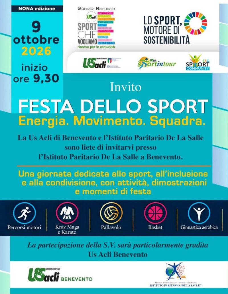 FESTA DELLO SPORT - ENERGIA, MOVIMENTO E SQUADRA - BENEVENTO - US ACLI BENEVENTO (BN)