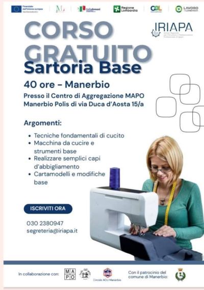 CORSO GRATUITO SARTORIA BASE - MANERBIO (BS)