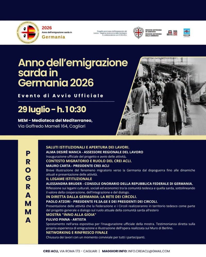 ANNO DELLA EMIGRAZIONE SARDA IN GERMANIA - CREI ACLI CAGLIARI