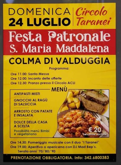 Festa Patronale S. Maria Maddalena - Circolo Taranei (VC)