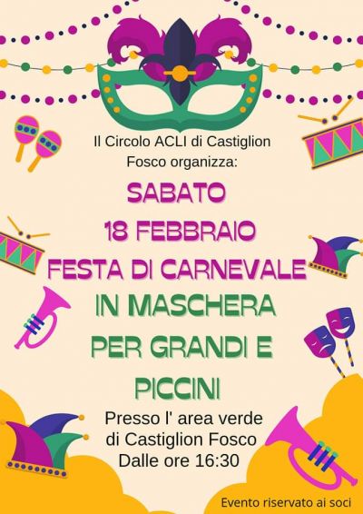 Festa di Carnevale per grandi e piccini - Circolo Acli Castiglion Fosco (PG)