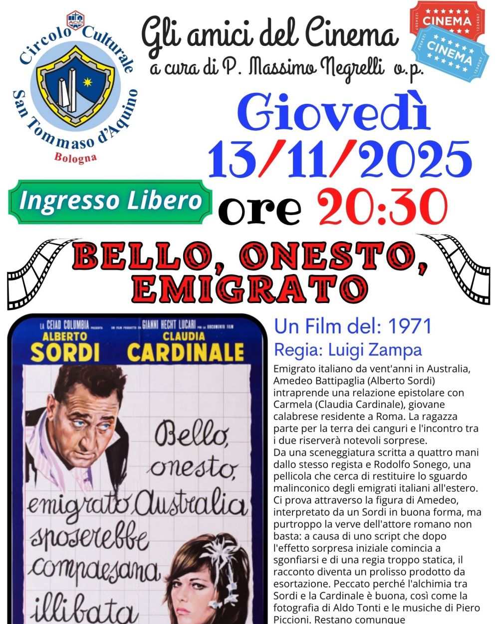 Bello, Onesto, Emigrato - Bologna - Circolo Acli San Tommaso d'Aquino (BO)