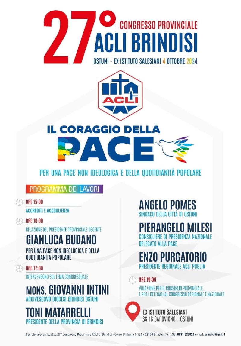 27° Congresso Provinciale: Il Coraggio della Pace - Acli Brindisi (BR)