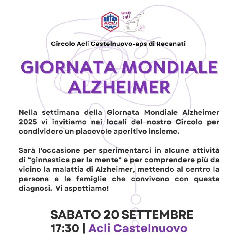 Giornata Mondiale Alzheimer - Recanati (MC) - Circolo Acli Castelnuovo (MC)