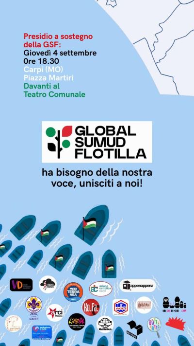 Global Sumund Flotilla ha bisogno della nostra voce, unisciti a noi! - Carpi (MO) - Circolo Acli Carpi (MO)