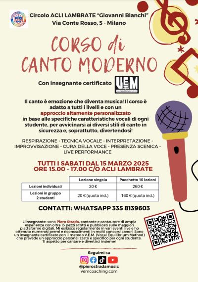 Corso di Canto Moderno - Circolo Acli Lambrate (MI)