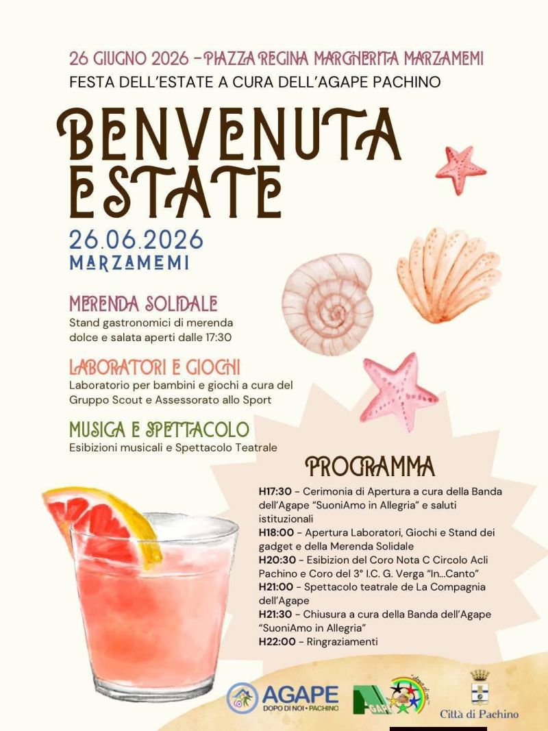 FESTA DELL'ESTATE - MERENDA SOLIDALE, LABORATORI E GIOCHI, MUSICA E SPETTACOLI - MARZAMEMI (SR) - CIRCOLO ACLI PACHINO (SR)