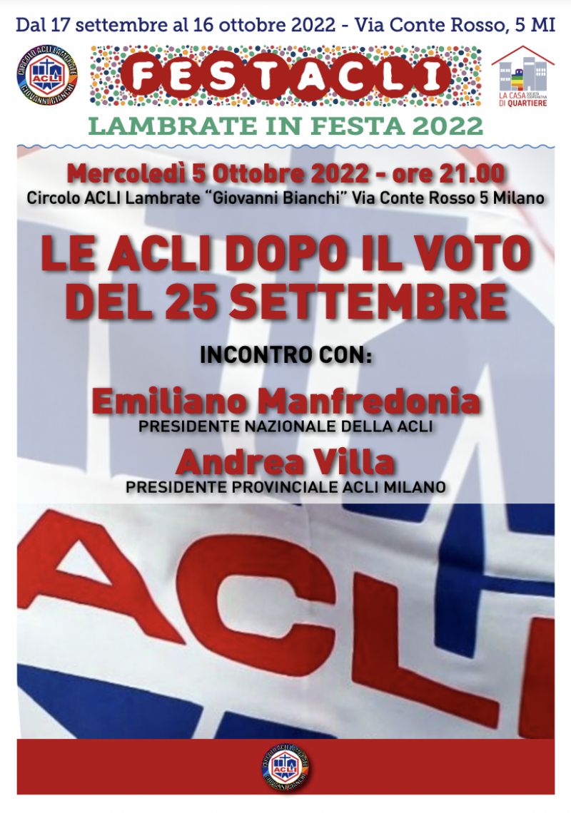 Le Acli dopo il voto del 25 Settembre - Circolo Acli Lambrate (MI)