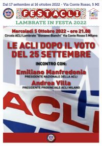 Le Acli dopo il voto del 25 Settembre - Circolo Acli Lambrate (MI)