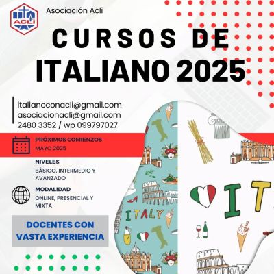 Cursos de italiano 2025 - Acli Montevideo (Uruguay)