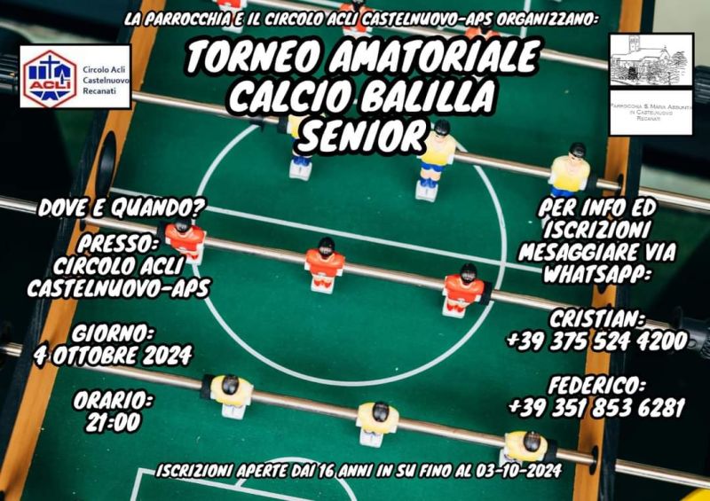 Torneo Amatoriale Calcio Balilla Senior - Circolo Acli Recanati (MC)