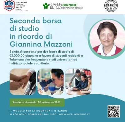 Seconda borsa di studio Giannina Mazzoni - Circolo Acli Talamona (So)