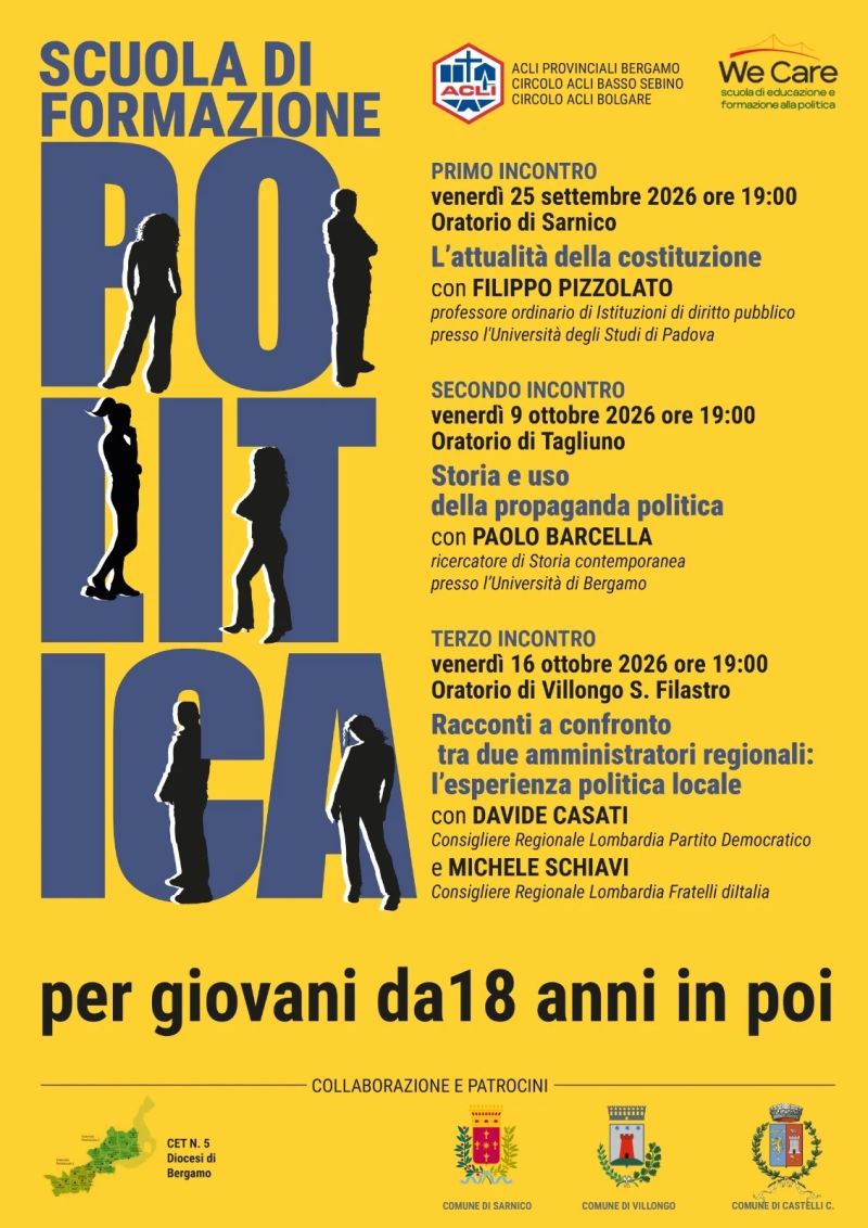 SCUOLA DI FORMAZIONE POLITICA - TAGLIUNO (BG) - ACLI BERGAMO