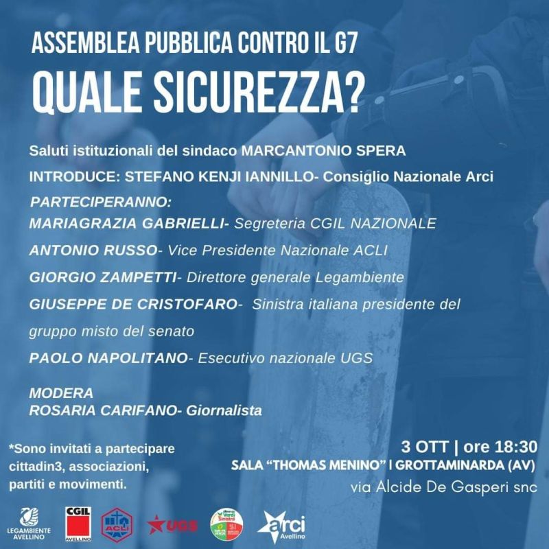 Assemblea pubblica contro il G7: Quale Sicurezza? - Acli Avellino (AV)