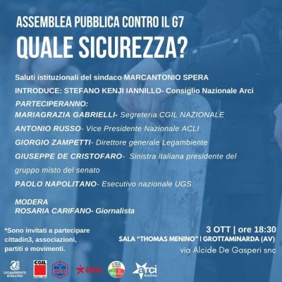 Assemblea pubblica contro il G7: Quale Sicurezza? - Acli Avellino (AV)