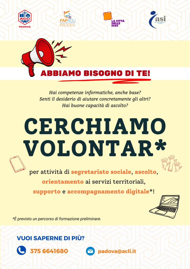 Cerchiamo Volontar* - Padova - Acli Padova (PD)