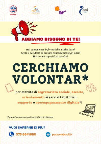 Cerchiamo Volontar* - Padova - Acli Padova (PD)