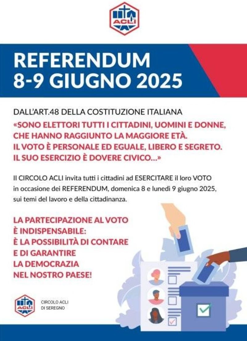 Referendum 8-9 Giugno 2025 - Seregno (MB) - Circolo Acli Seregno (MI)