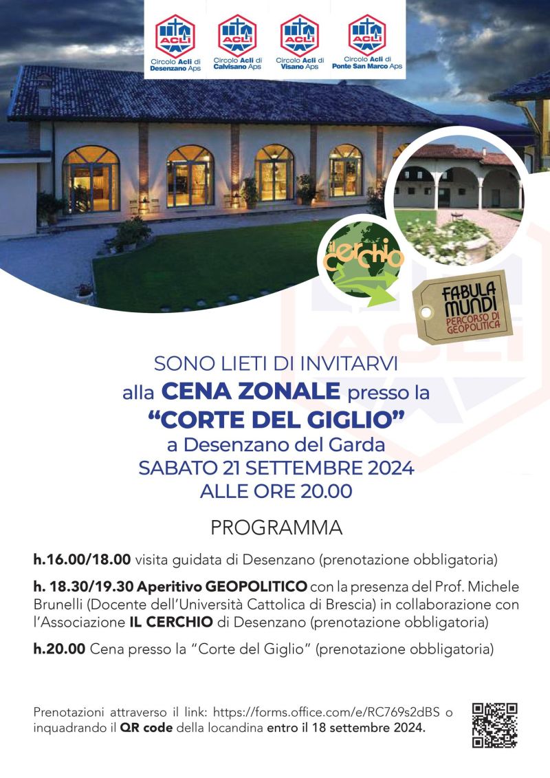 Cena Zonale - Circoli Acli di Desenzano, Calvisano, Visano e Ponte San Marco (BS)