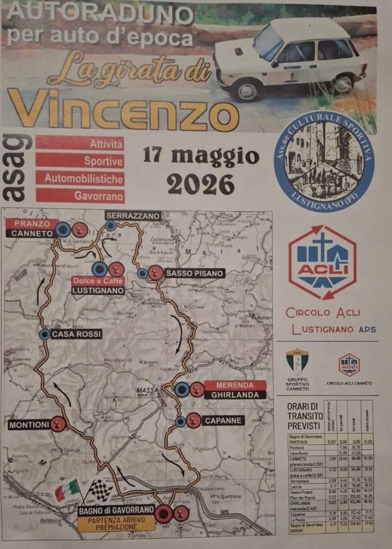 AUTORADUNO PER AUTO D'EPOCA - LA GIRATA DI VINCENZO - LUSTIGNANO (PI)