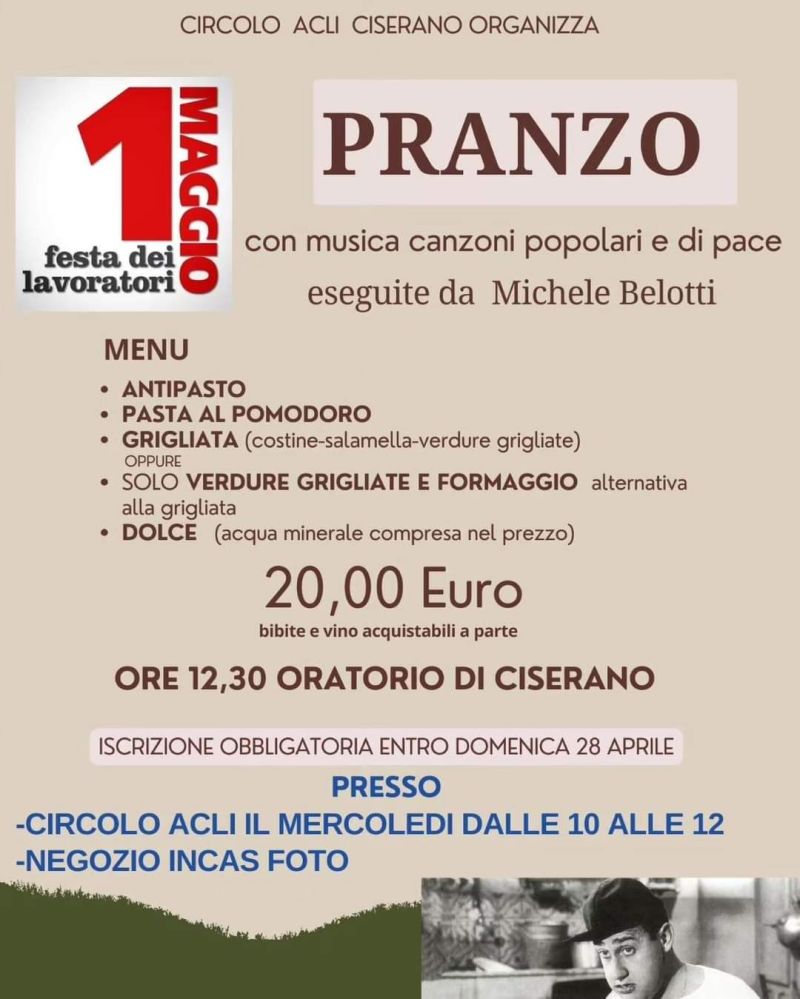 Festa dei lavoratori: Pranzo - Circolo Acli Ciserano (BG)