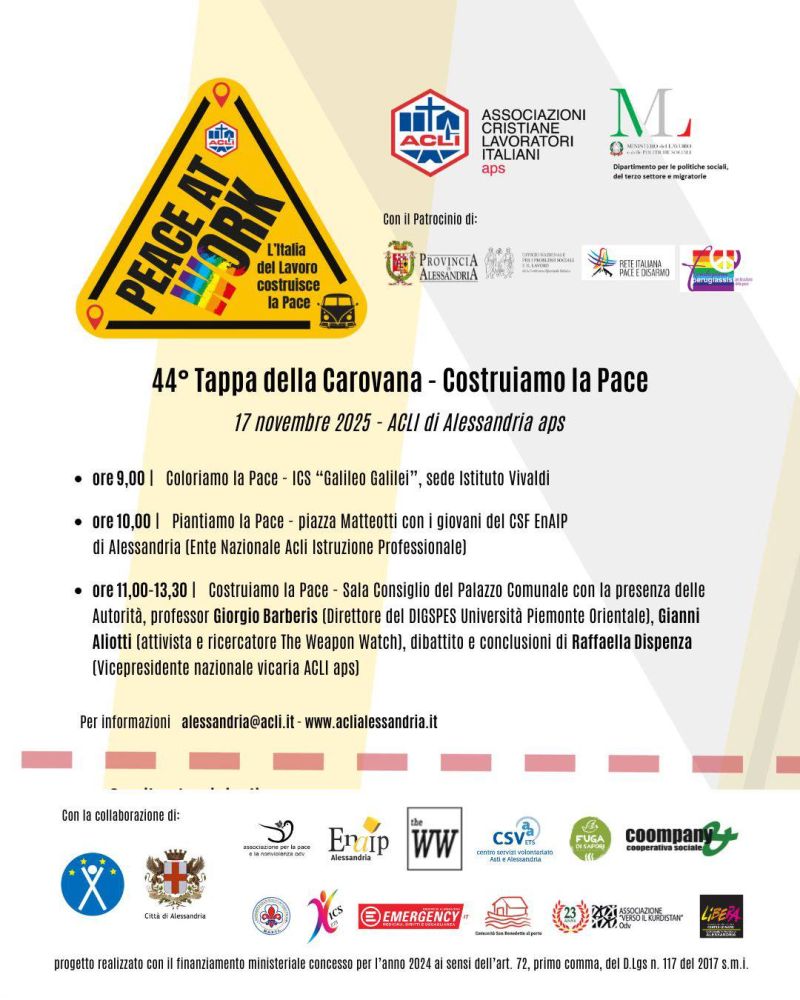 44° Tappa della Carovana: Costruiamo la Pace - Alessandria - Acli Alessandria (AL)