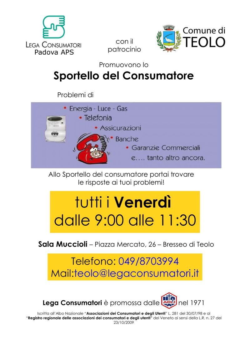 Sportello del Consumatore - Teolo (PD) - Acli Padova (PD)