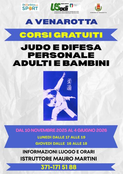 Corsi Gratuiti di Judo e Difesa Personale - Venarotta (AP) - US Acli Marche