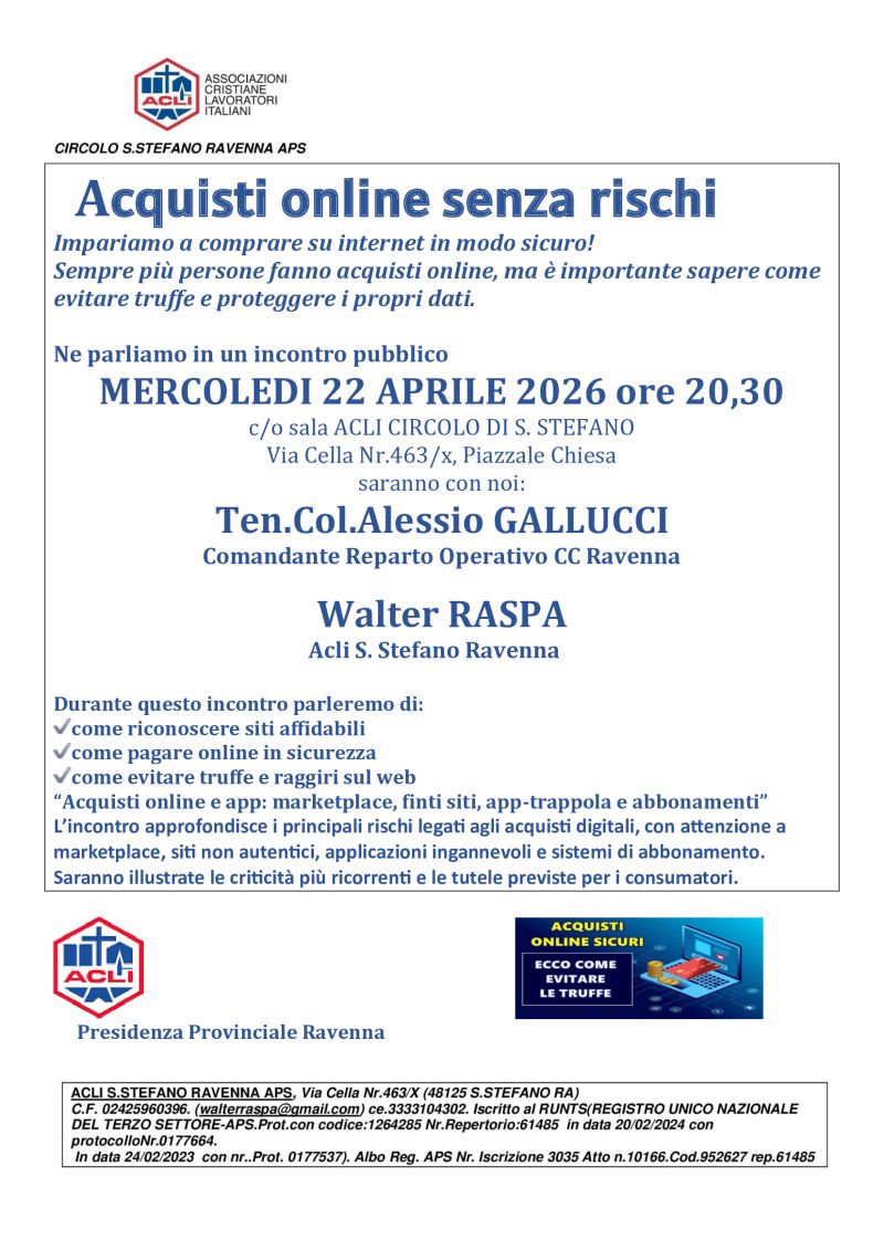 ACQUISTI ONLINE SENZA RISCHI - RAVENNA