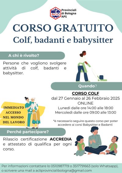 Corso Gratuito: Colf, Badanti e Babysitter - Acli bologna (BO)