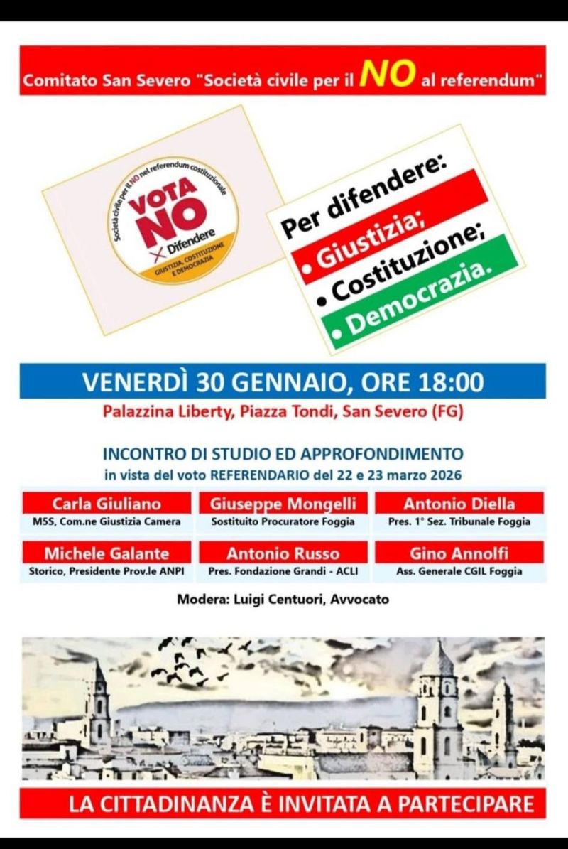 INCONTRO DI STUDIO E APPROFONDIMENTO IN VISTA DEL VOTO REFERENDARIO DEL 22 E 23 MARZO - SAN SEVERO (FG)
