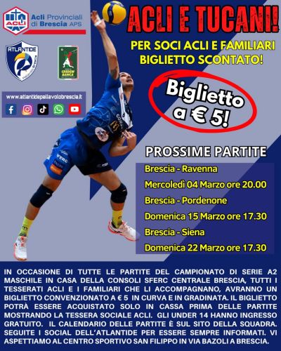 ACLI E TUCANI - BIGLIETTO SCONTATO - ACLI BRESCIA (BS)
