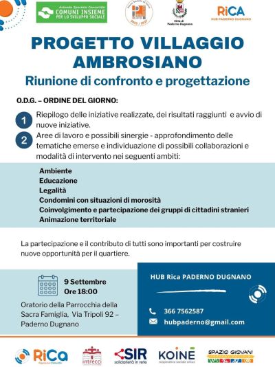 PROGETTO VILLAGGIO AMBROSIANO - PADERNO DUGNANO (MI) - CIRCOLO ACLI PADERNO DUGNANO (MI)