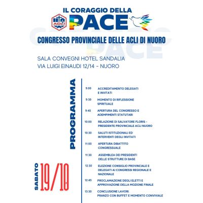 Il Coraggio della Pace: Congresso Provinciale - Acli Nuoro (NU)