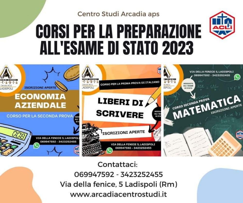 Corsi per la preparazione all&#039;Esame di Stato - Circolo Acli Arcadia (RM)