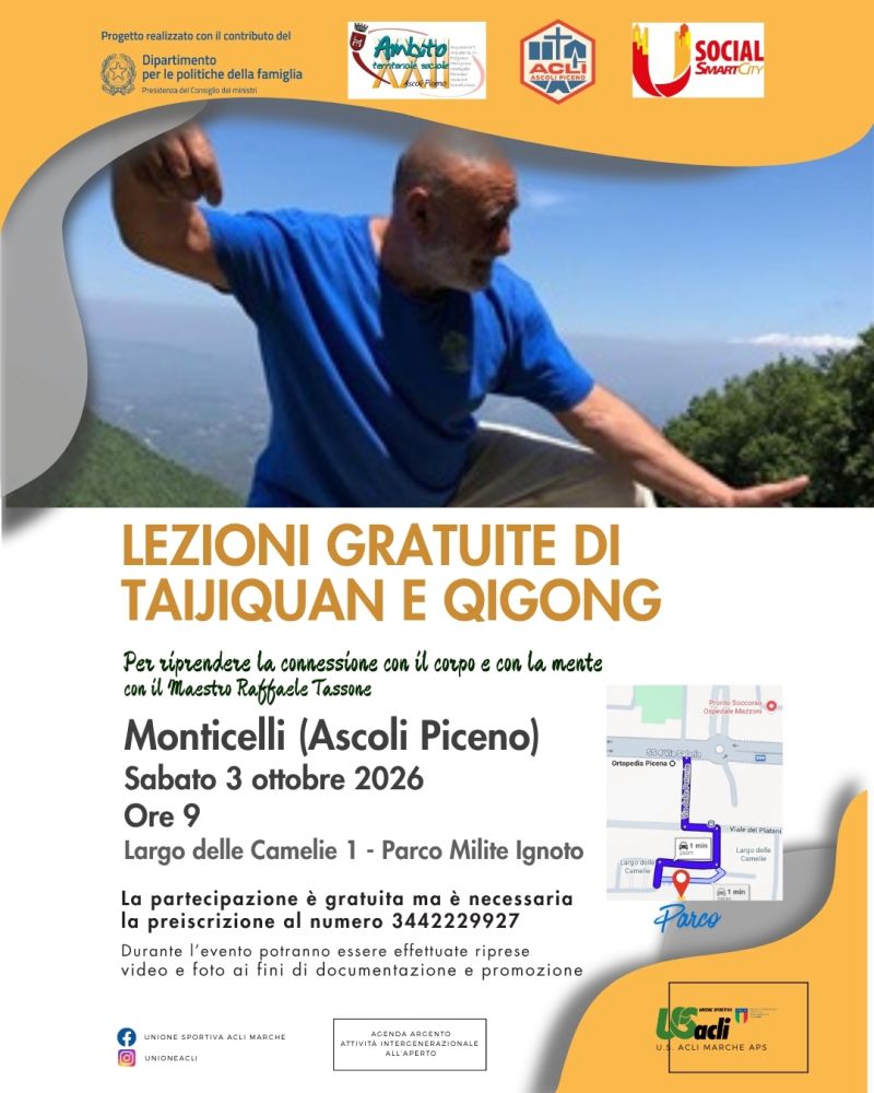 LEZIONI GRATUITE DI TAJIQUAN E QIGONG - MONTICELLI (AP) - US ACLI MARCHE - ACLI ASCOLI PICENO