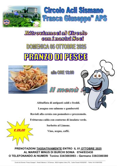 Pranzo di pesce - Sismano (TR) - Circolo Acli Sismano (TR)