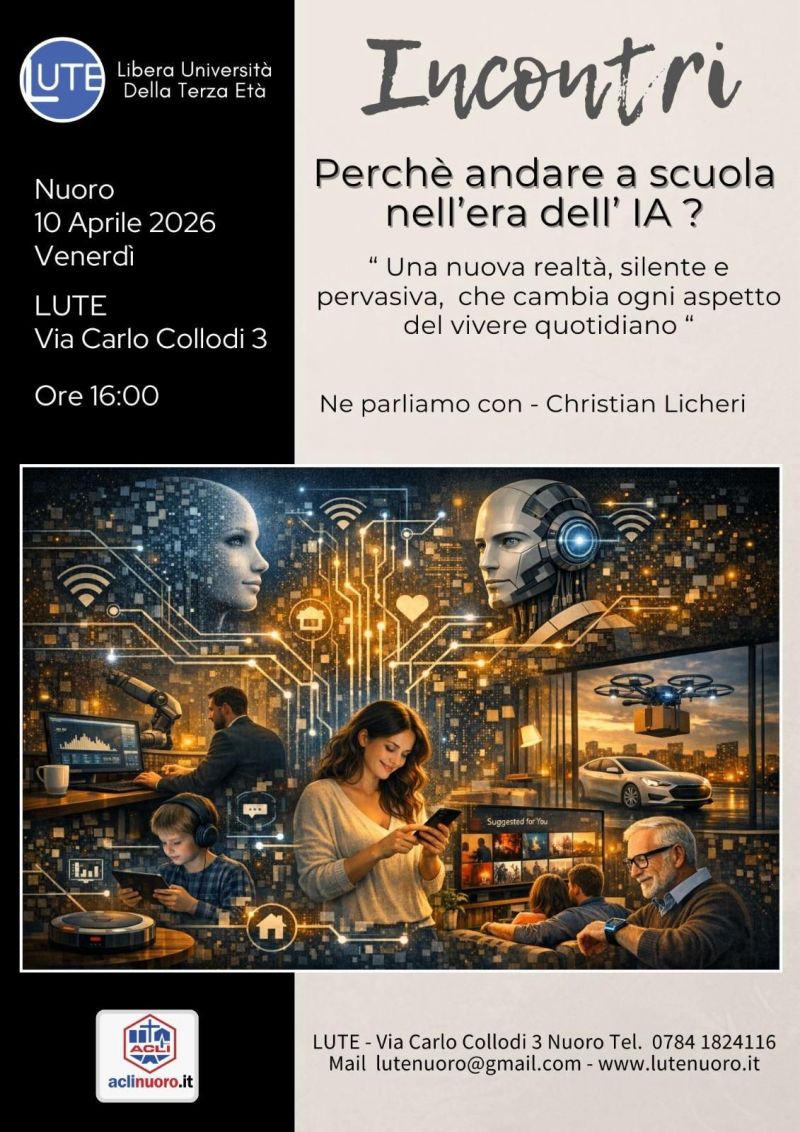 INCONTRI: PERCHE' ANDARE A SCUOLA NELL'ERA DELL'IA? - NUORO