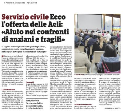 Servizio Civile: Ecco l'offerta delle Acli - Acli Alessandria (AL)